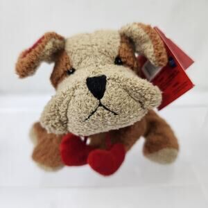 RARE Russ Berrie Luv Pet Dog Boxer Lance Red Heart Valentine Plush NWTs